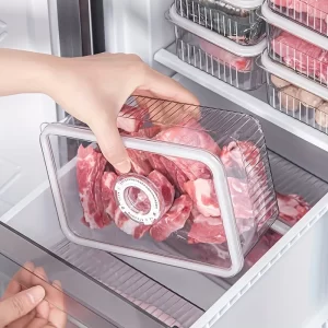 Transparent Refrigerator Food Storage Container Timing Fresh Vegetable Fruit Basket Kitchen Organizer Sealed Box For Freezer