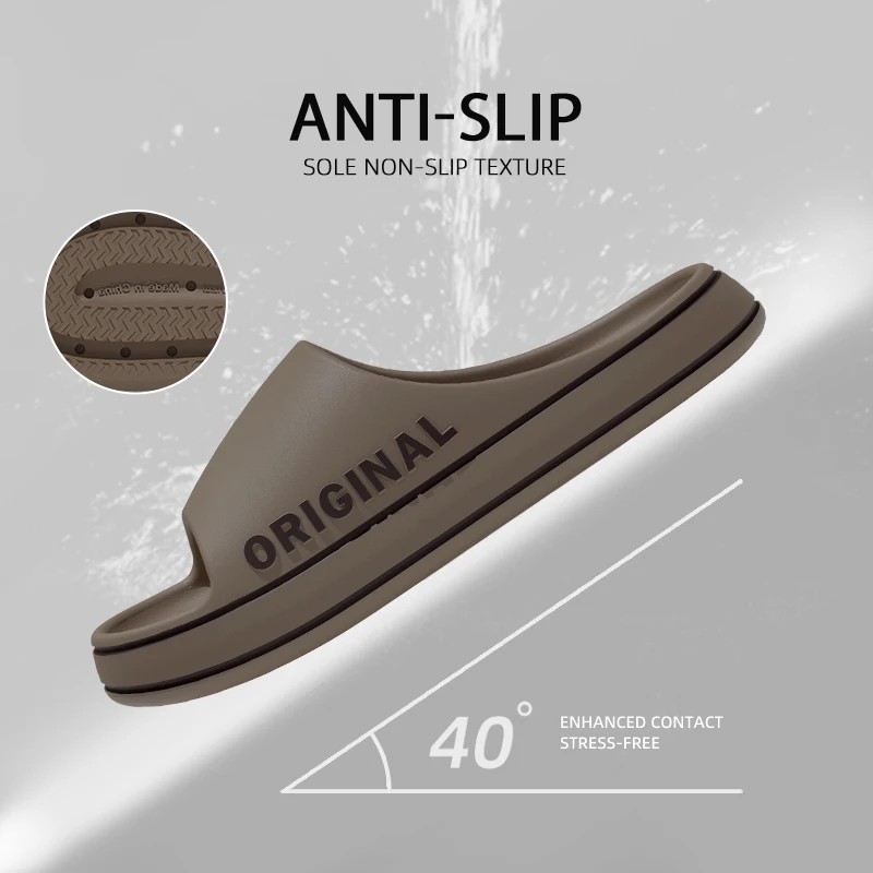 Couple Sandals Women Mens Letter Slippers Beach Slides Summer Anti Slip Thick Sole Indoor Bathroom Solid Color Shoes - Image 4