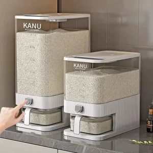 Sealed Moisture-Proof Insect-Proof Rice Storage Box - Push Dispenser Dry Food Grain Container Kitchen Food Organizer For Cereals