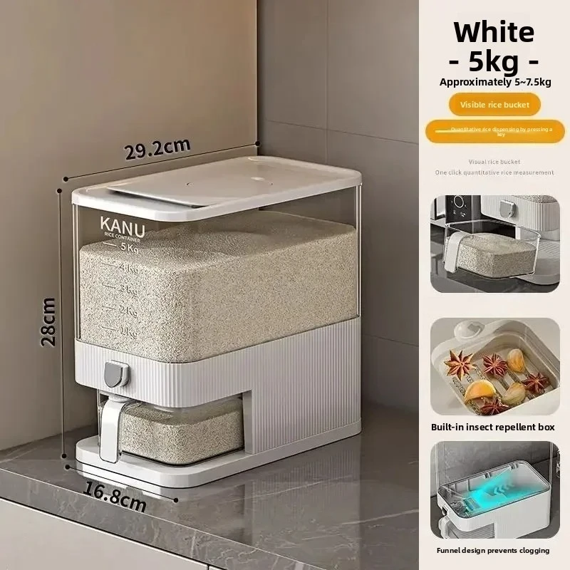 Sealed Moisture-Proof Insect-Proof Rice Storage Box - Push Dispenser Dry Food Grain Container Kitchen Food Organizer For Cereals - Image 6