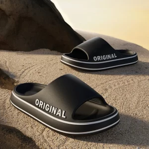 Couple Sandals Women Mens Letter Slippers Beach Slides Summer Anti Slip Thick Sole Indoor Bathroom Solid Color Shoes