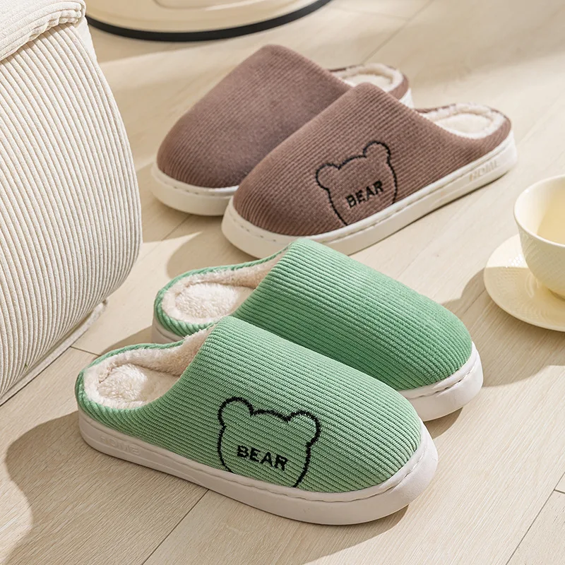 New Model 2025 Winter Warm Plush Slippers Non Slip Soft Indoor Bedroom Couple Home Shoes Flat Heel Comfort Autumn Footwear